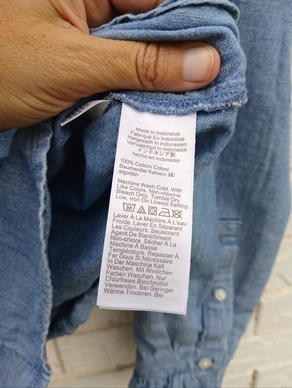 J. Crew Ruffle Chambray Button Down Shirt Large - Picture 7 of 9